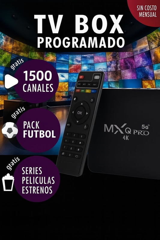 TV BOX MXQ PRO 4K® +1500 CANALES - Totalmente programado, sin mensualidades