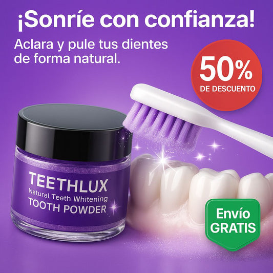Polvo Blanqueador TeethLux – Sonríe con más confianza, de forma natural