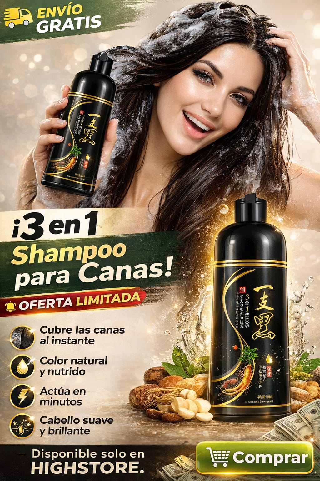 Shampoo 3 En 1 Para Canas