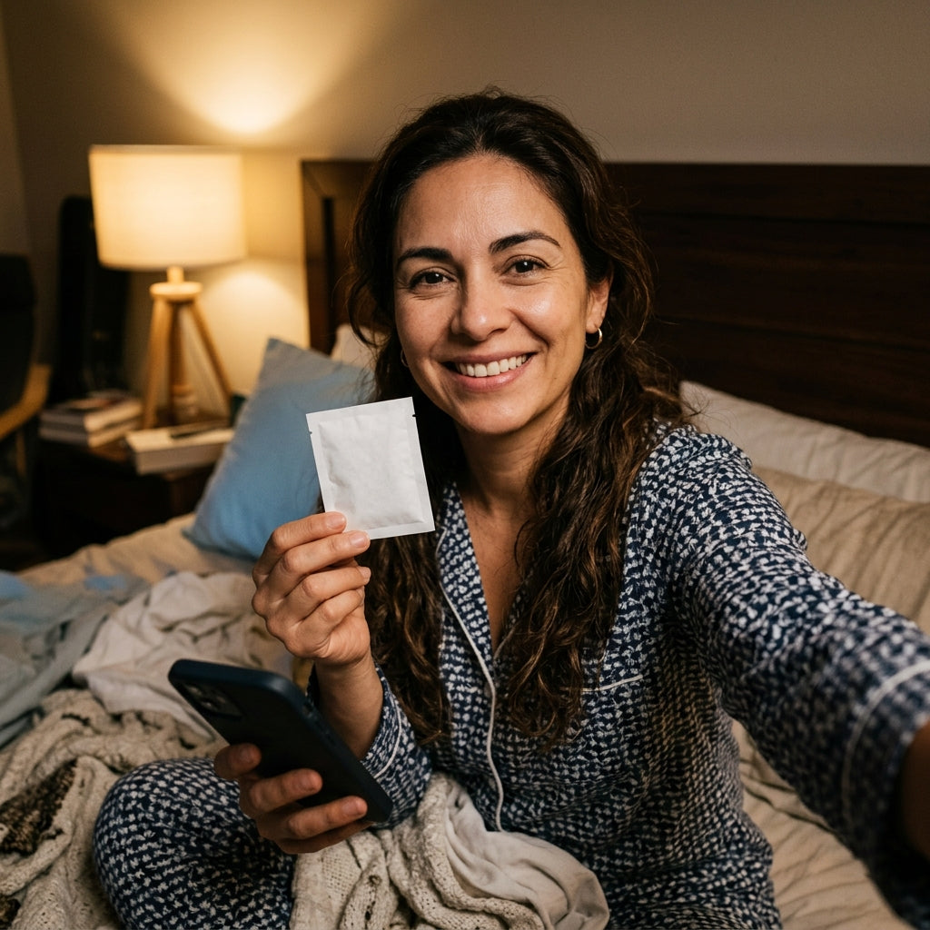 Persona lista para dormir con el parche